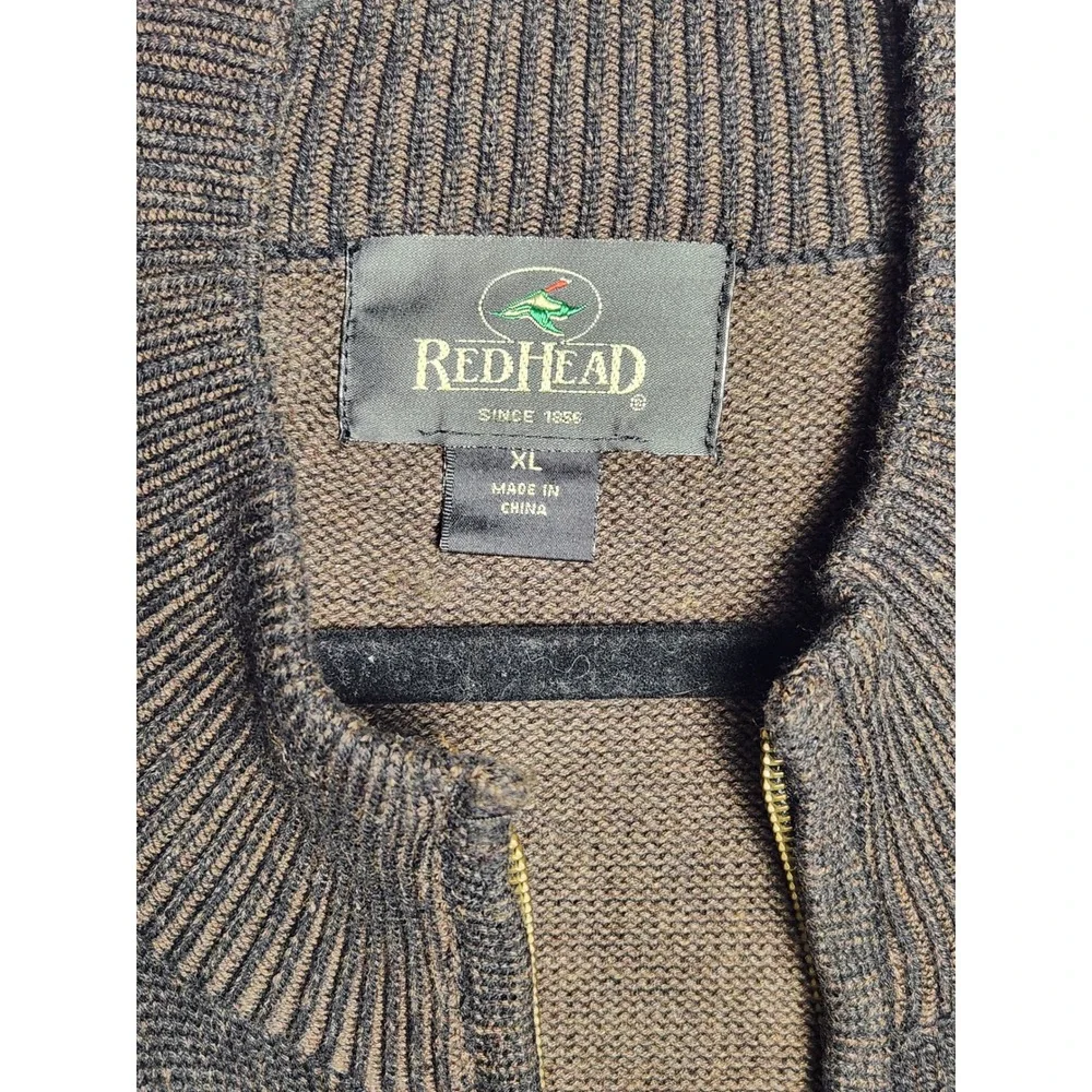 RedHead Mens XL Brown Full Zip‎ Mock Neck Cotton Blend Knit Sweater Vest